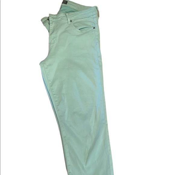 KUT from the Kloth Amy Cropped Straight Leg Women’s Cuffed Color Mint Size 14 - Picture 2 of 13